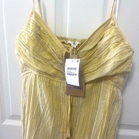 Blu Pepper Stripe Tie Front Empire Waist Maxi Dress - Picture 6 of 12